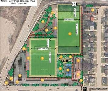 Concept plan for Norm Perry Park. Photo courtesy of the City of Sarnia. 