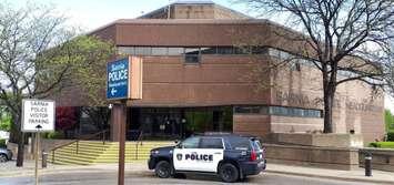 Sarnia Police cruiser outside police headquarters on Christina Street. May 23, 2019. (Photo by Colin Gowdy, BlackburnNews)