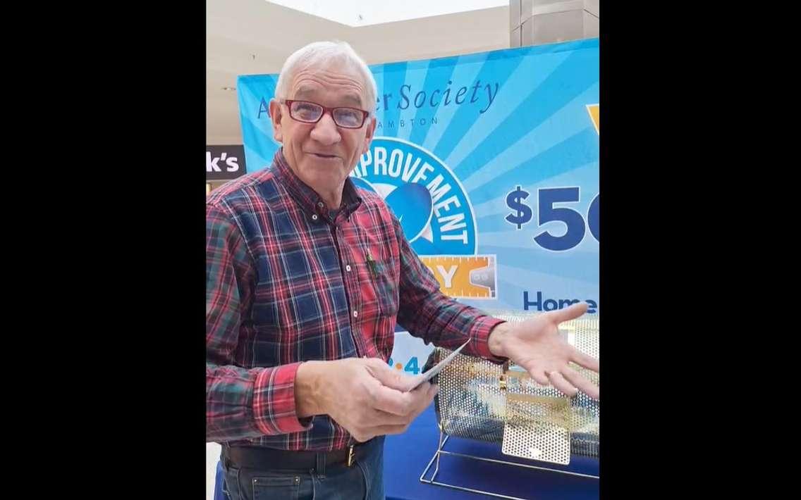 John DeGroot announces winner of the Alzheimer Society's Home Improvement Lottery - Backyard Edition. January 16, 2025. (screenshot courtesy of Alzheimer Society of Sarnia-Lambton via Facebook)