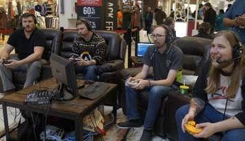 The fifth annual Playing For Charity 24-Hour Video Game Marathon at Lambton Mall in Sarnia, hosted by Max Major.  November 29, 2019. (Photo by Blackburn Media)