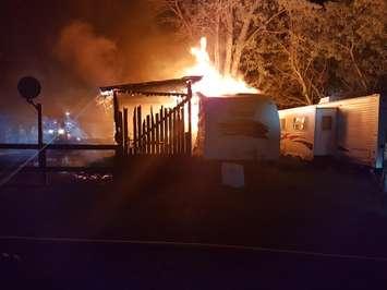 A trailer fire at Orchard View Park - June 5/18 (Photo courtesy of Lawrence Swift)