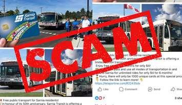 The City of Sarnia is warning about a Sarnia Transit scam making the rounds (Photo courtesy of City of Sarnia via Facebook)