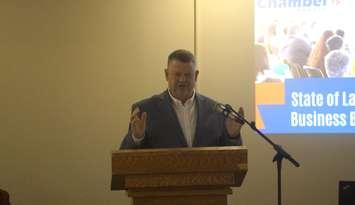 Warwick Township Mayor Todd Case at the 2025 State of Lambton Business Breakfast (Photo by: Lindsay Newman/ Blackburn Media)