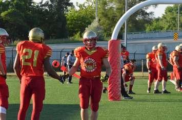 Sarnia's Rod Gutmanis warming up before a July 2, 2016 home game. (submitted photo)