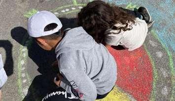 Chalk-art fest in Forest as part of the LaFFF. 2023. (Photo courtesy of Ruth Illman)