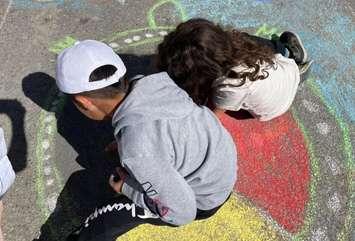 Chalk-art fest in Forest as part of the LaFFF. 2023. (Photo courtesy of Ruth Illman)