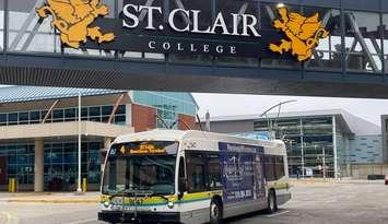 Transit Windsor bus near the St. Clair College Downtown Windsor campuses. (Image courtesy of St. Clair College)