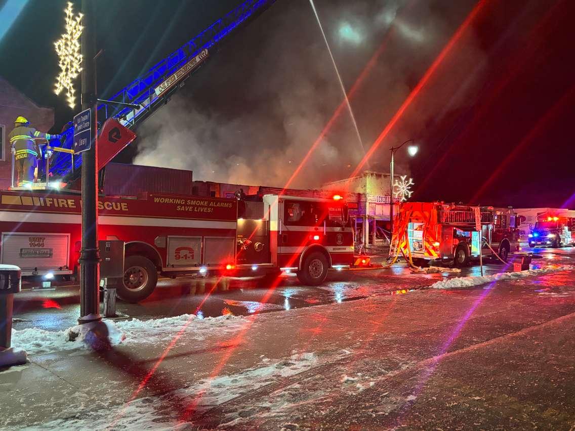 Chatham-Kent fire crews respond to a blaze in downtown Bothwell. January 17, 2025. (Photo courtesy of Chatham-Kent Fire and Rescue)