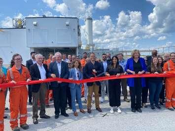 Sarnia area dignitaries and representatives of Origin Materials cut a ribbon marking the start-up of Origin 1. July 19, 2023 Photo by Melanie Irwin