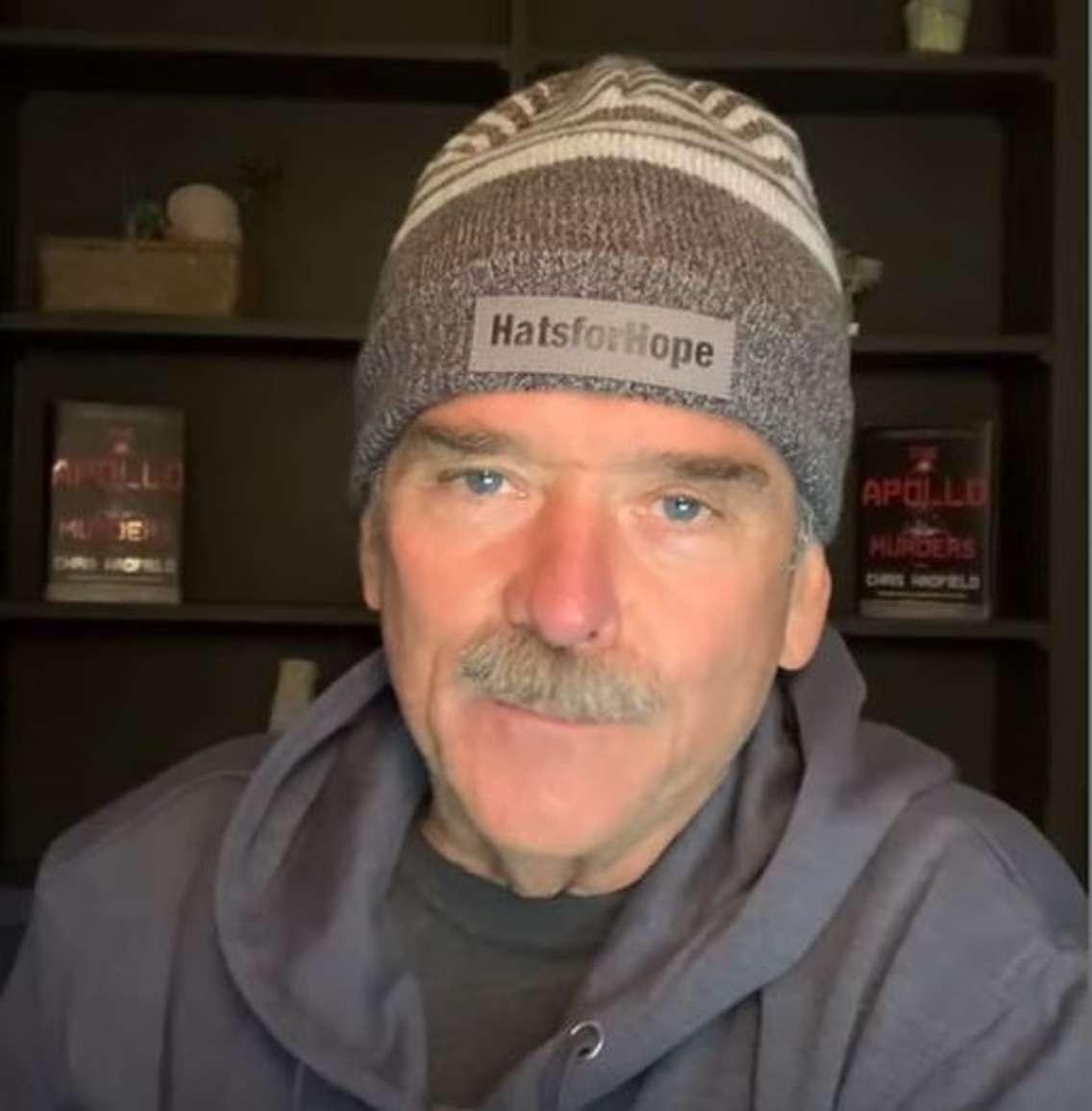 Col. Chris Hadfield for Hats For Hope campaign. (screenshot)