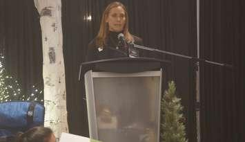 Executive Lead for Sarnia-Lambton Health Team, Nadine Neve at a funding announcement, March 19, 2025. (Photo by: Lindsay Newman/Blackburn Media)