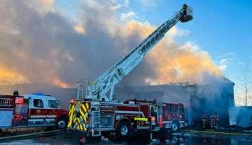 Centre Street fire January 8, 2025. Photo courtesy of the Petrolia and North Enniskillen Fire Department. 