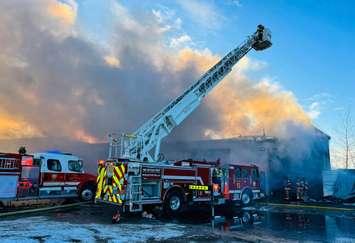 Centre Street fire January 8, 2025. Photo courtesy of the Petrolia and North Enniskillen Fire Department. 