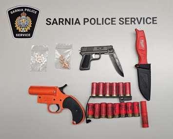 Drugs and weapons seized by the Sarnia Police Service - Aug 28/24 (Photo courtesy of Sarnia Police Service)