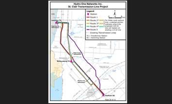 Hydro One St. Clair Transmission Line Project map. Image courtesy of Hydro One (November, 2022)
