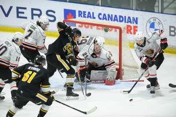 Sarnia Sting against Owen Sound Attack on March 24, 2023. (Photo courtesy of Metcalfe Photography)