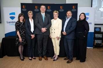 Lambton College and Ottawa's St. Paul University establishing a public-to-public collaboration. May 2023. (Photo by Lambton College)