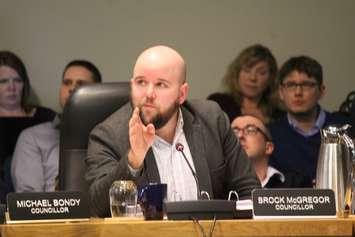 Councillor Brock McGregor. January 30, 2018. (Photo by Sarah Cowan Blackburn News Chatham-Kent.)