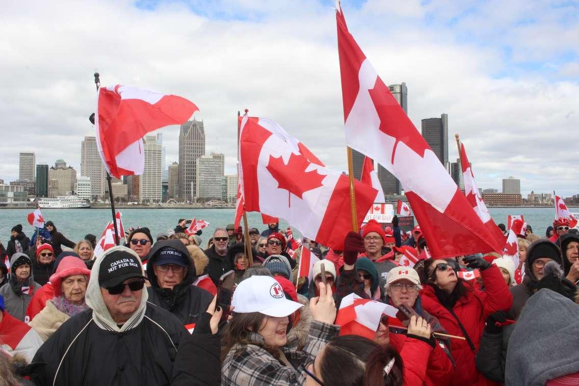 (Photo of Anti-Trump protest in Windsor on March 22, 2025 by Adelle Loiselle)