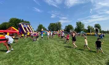 Inflatables set up at Corunna Athletic Park for 2024 Captain Kidd Days. (Photo courtesy of Captain Kidd Days via Facebook)