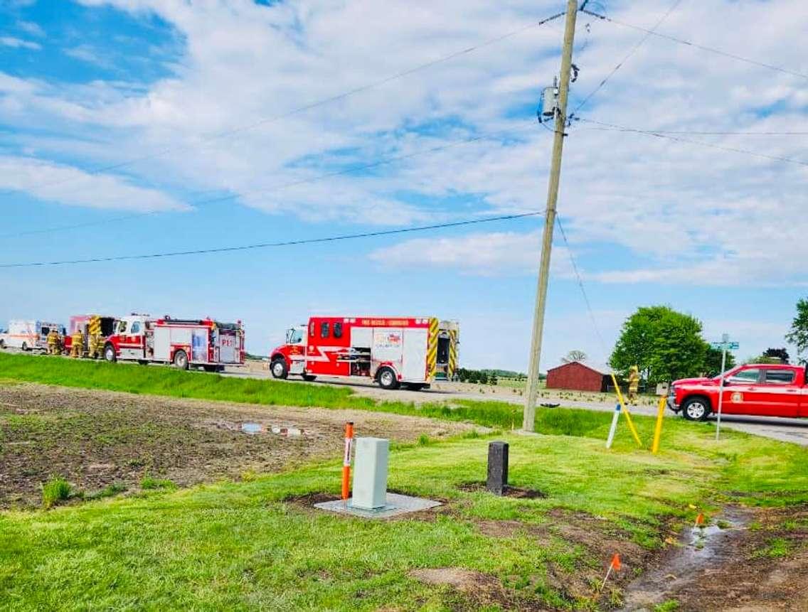 Petrolia and North Enniskillen Fire Department on scene of a collision, May 12, 2024 (Photo by: PNEFD) 