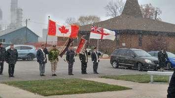Members of the community gathered at the Aamjiwnaang First Nation Cenotaph for the annual Remembrance Day ceremony. November 10, 2017 (BlackburnNews.com Photo by Colin Gowdy)