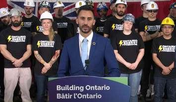 Ontario Minister of Energy and Electrification Stephen Lecce November 27, 2024. Image captured from Government of Ontario YouTube channel. 