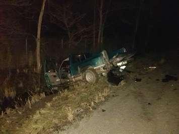 Truck involved in collision Jan 26, 2017. Photo submitted by Sarnia Police Service. 