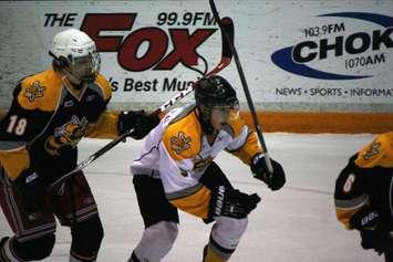 First round pick Sasha Chmelevski led his Team White over Black  6-2 Apr. 25, 2015 (BlackburnNews.com photo by Dave Dentinger)