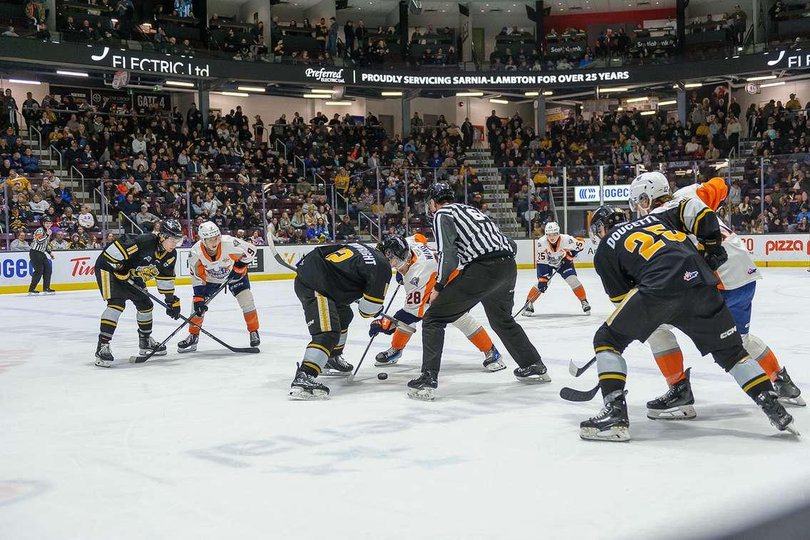 The Sarnia Sting hosted the Flint Firebirds on March 21/25 (Photo by: Darren Metcalfe Photography)