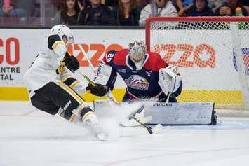 Sarnia Sting host the Saginaw Spirit on Oct 4, 2024 (photo by: Scott Metcalfe Photography) 