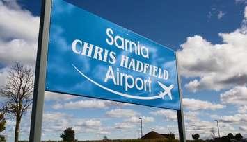 The sign in front of Sarnia's Chris Hadfield Airport. (Photo from the City of Sarnia's facebook page)