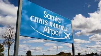 The sign in front of Sarnia's Chris Hadfield Airport. (Photo from the City of Sarnia's facebook page)