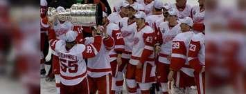 Niklas Kronwall with the Detroit Red Wings after beating the Pittsburgh Penguins in 2008 Stanley Cup Finals. June 2008. (Photo Michael Righi from flickr)
