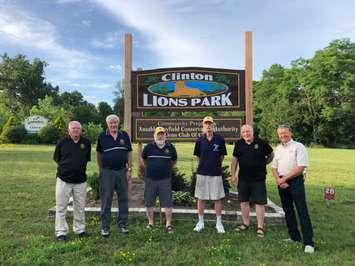 Left to right: Glen Thomas, President, Clayton Groves, Carl Merner, Rob Brown, Secretary, Merv Kumm, Treasurer, Jim Ginn, Mayor, Central Huron (Photo by Bob Montgomery)