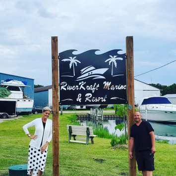 New sign installed. (Photo courtesy of RiverKraft Marine & Resort via Facebook)
