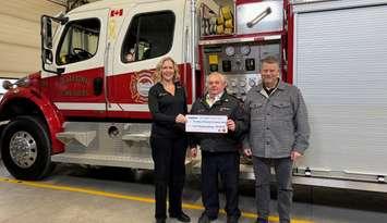 Enbridge Gas makes a donation to Warwick Fire and Rescue through Safe Community Project Assist. (Submitted photo)