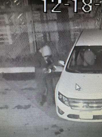 A suspect wanted for damaging cars at a Campbell Street business - Dec. 18/24 (Photo courtesy of Sarnia Police Service)