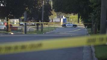 Sarnia police respond to a shooting on Napier Street. 28 August 2023. (Photo by Sarnia News Today)
