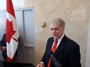 Sarnia Mayor Mike Bradley at the Bud Cullen dedication. August 10, 2018. (Photo by Colin Gowdy, BlackburnNews)
