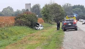 The scene after a collision on Longwoods Road near Louisville. October 1, 2024. (Photo by Jaryn Vecchio)