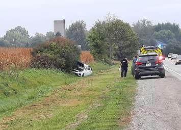 The scene after a collision on Longwoods Road near Louisville. October 1, 2024. (Photo by Jaryn Vecchio)