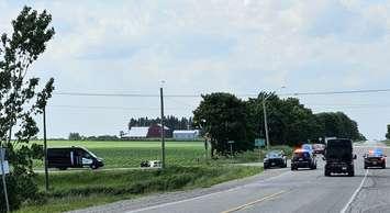 Ontario Provincial Police investigate a fatal crash on Road 96 and 37th Line in Zorra Township, June 13, 2024. Photo courtesy Ontario Provincial Police.