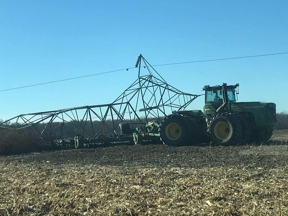 A tractor hit a transmission line in St. Clair Twp. - Nov 9/22 (Photo courtesy of Bluewater Power)