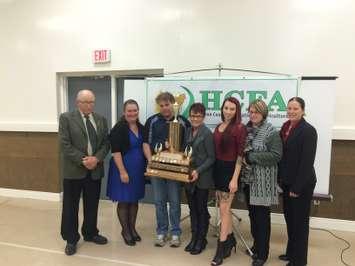 Grant Jones family accepts 2015 HCFA Ag Recognition Award. (Photo by Bob Montgomery)