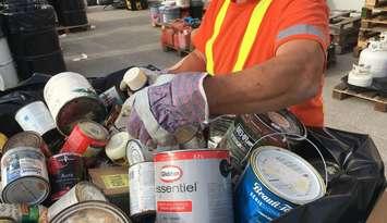 Household hazardous waste being collected at a drop off event. Photo courtesy of Bruce County.