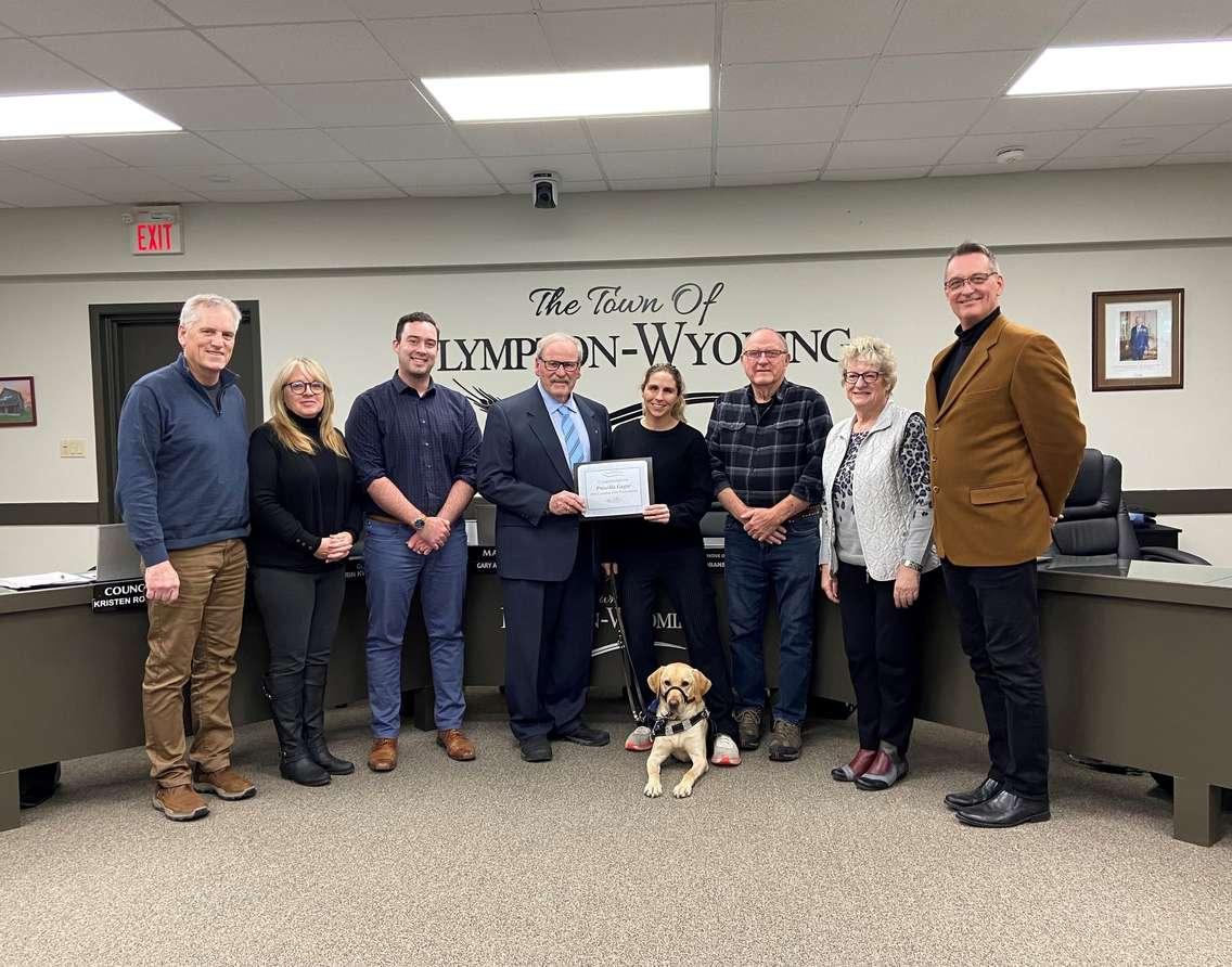 Priscilla Gagne recognized at Plympton-Wyoming Council meeting January 8, 2025. Photo courtesy of the Town of Plympton-Wyoming via Facebook. 