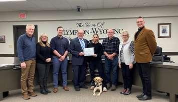 Priscilla Gagne recognized at Plympton-Wyoming Council meeting January 8, 2025. Photo courtesy of the Town of Plympton-Wyoming via Facebook. 