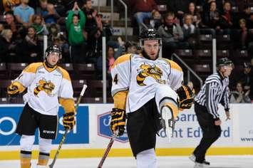 Kevin Spinozzi celebrates his first goal of the season in a 2-1 win over Hamilton. October 9, 2015 (Photo by Metcalfe Photography)