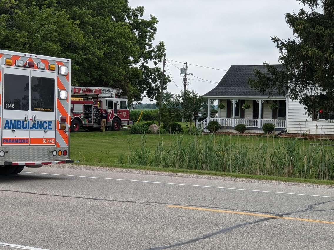 Emergency crews respond to a structure fire on London Line - July 12/21 (Blackburnnews.com photo by Josh Boyce)